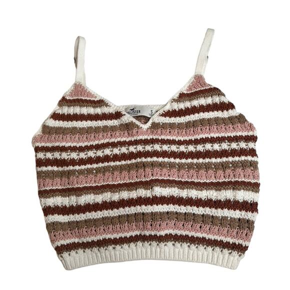 Hollister Y2K Crochet Striped Crop Top Tank and White Mini Skirt Set Boho Sz S - Picture 3 of 10